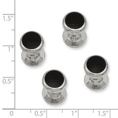 Kelly Waters Rhodium-plated Black Epoxy Four Piece Tuxedo Studs Set