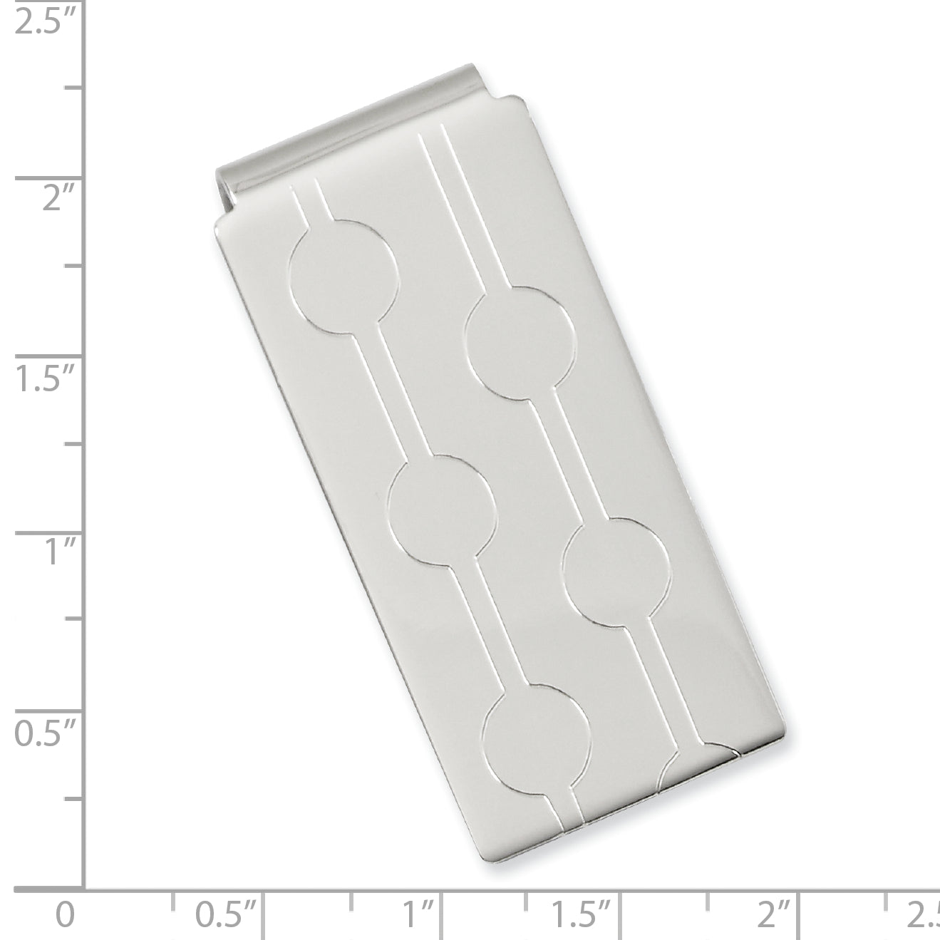 Rhodium-plated Kelly Waters Circle Pattern Engraveable Hinged Money Clip