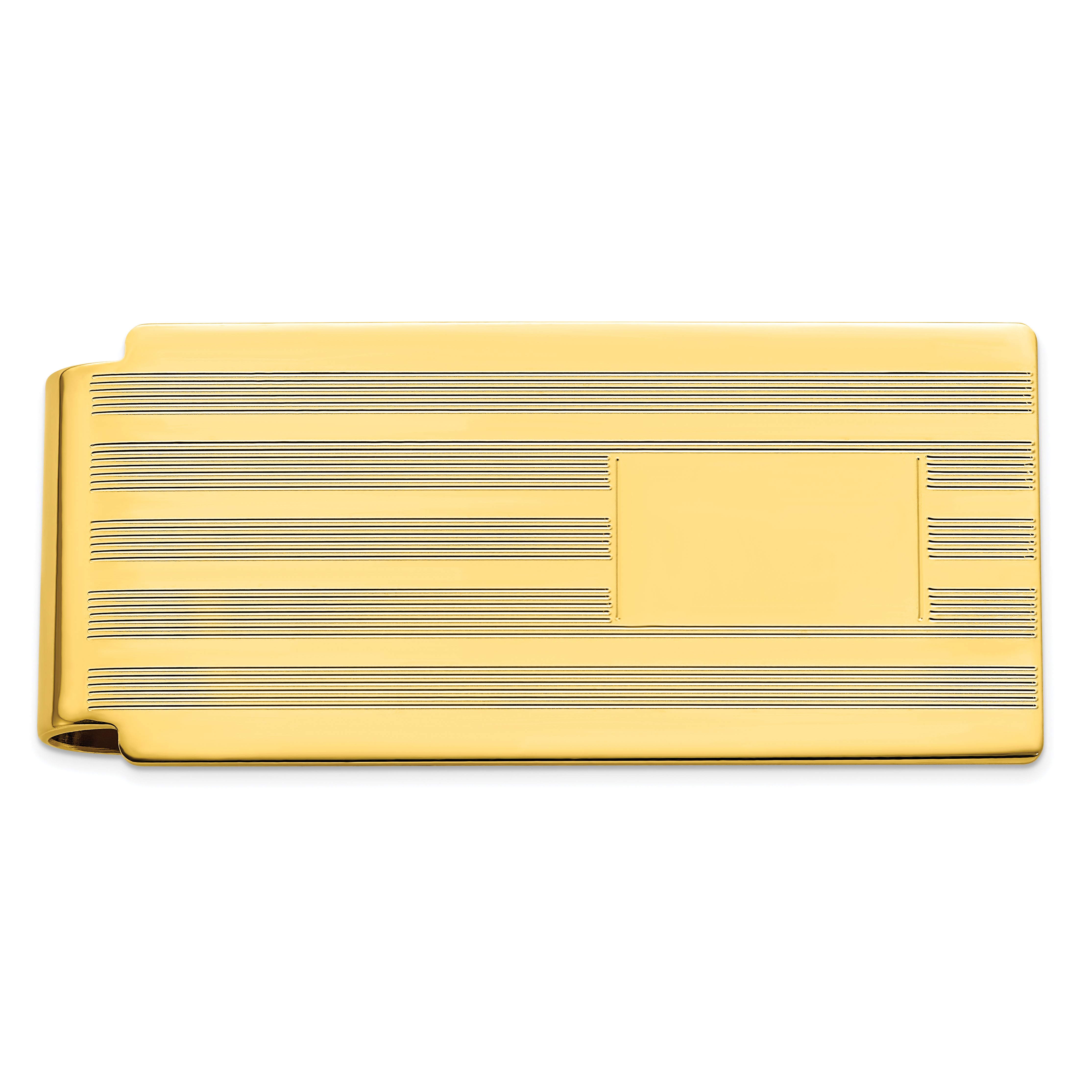 Gold-plated Kelly Waters Lined Engraveable Hinged Money Clip