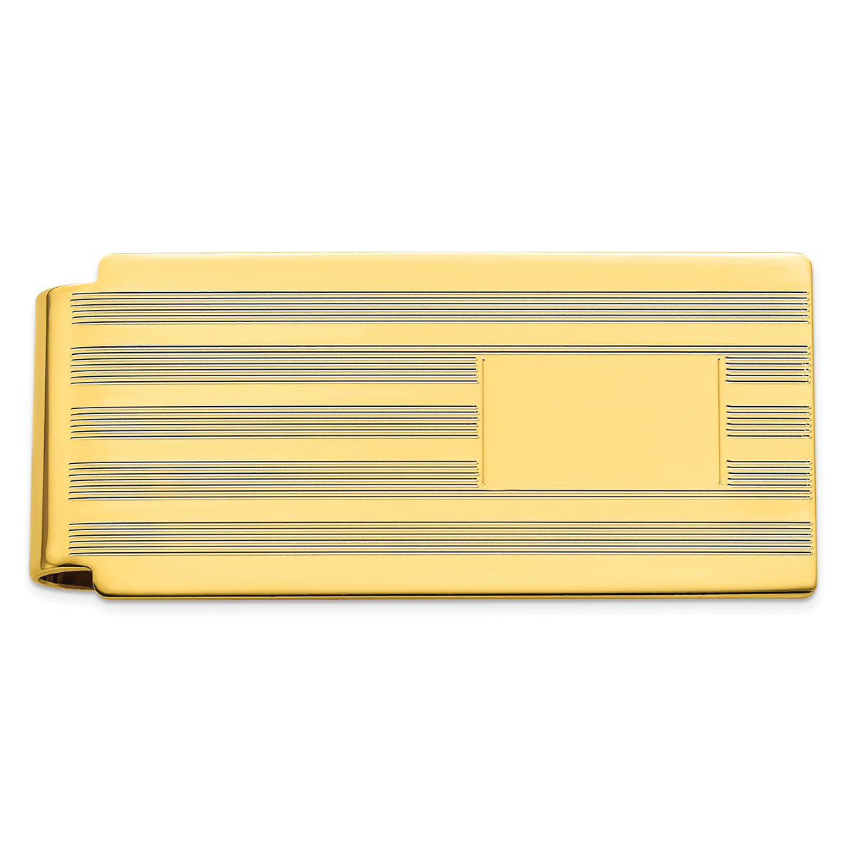 Gold-plated Kelly Waters Lined Engraveable Hinged Money Clip