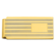 Gold-plated Kelly Waters Lined Engraveable Hinged Money Clip
