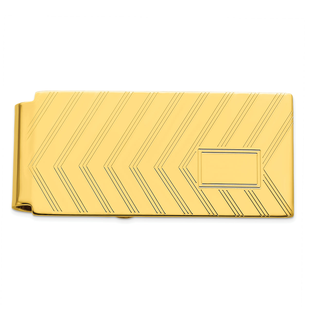 Gold-plated Kelly Waters Chevron Engraveable Hinged Money Clip