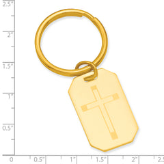 Gold-plated Kelly Waters Cross Engraveable Key Ring