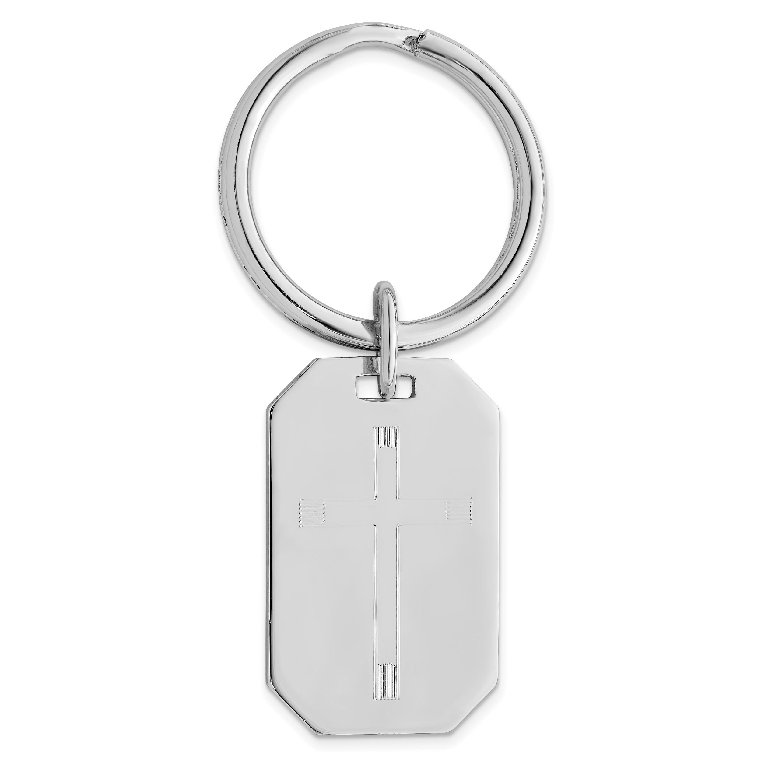 Rhodium-plated Kelly Waters Cross Engraveable Key Ring Main image
