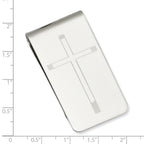 Rhodium-plated Kelly Waters Cross Engraveable Money Clip