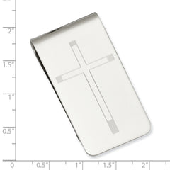 Rhodium-plated Kelly Waters Cross Engraveable Money Clip