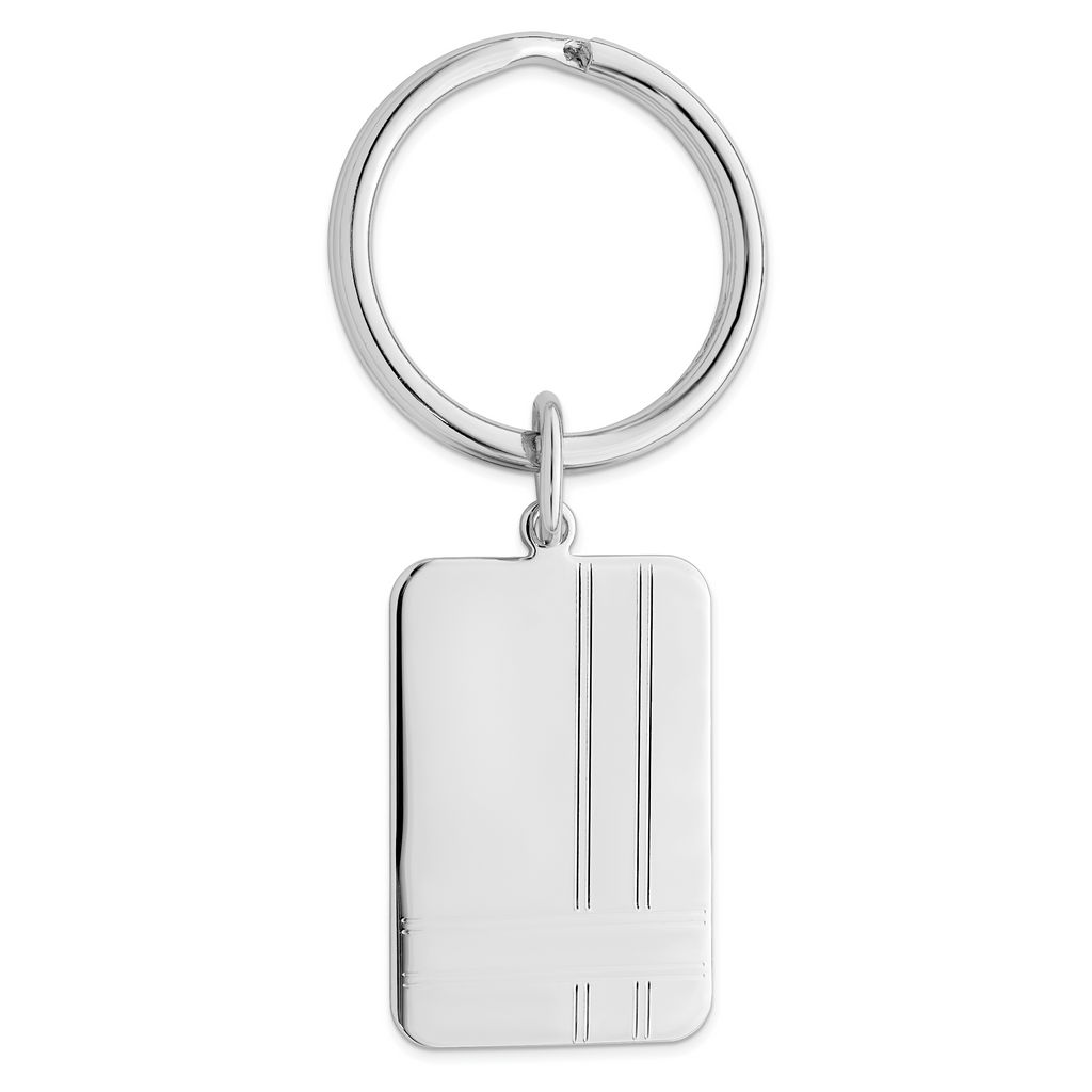 Rhodium-plated Kelly Waters Criss Cross Pattern Engraveable Key Ring