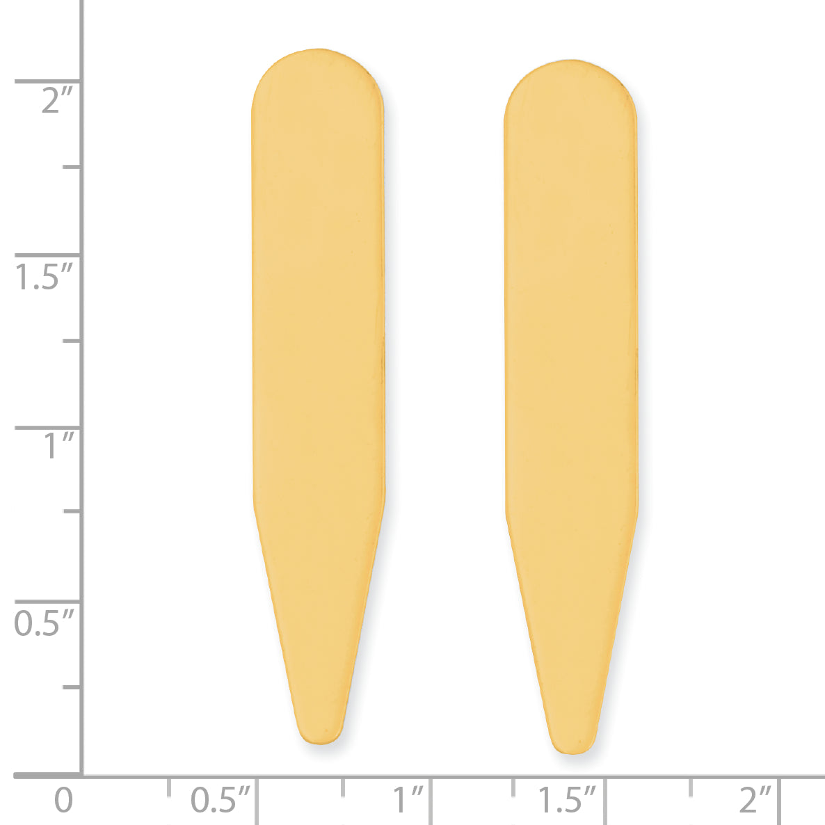 Kelly Waters Brass Pair of Two 2 inch Engravable Collar Stays