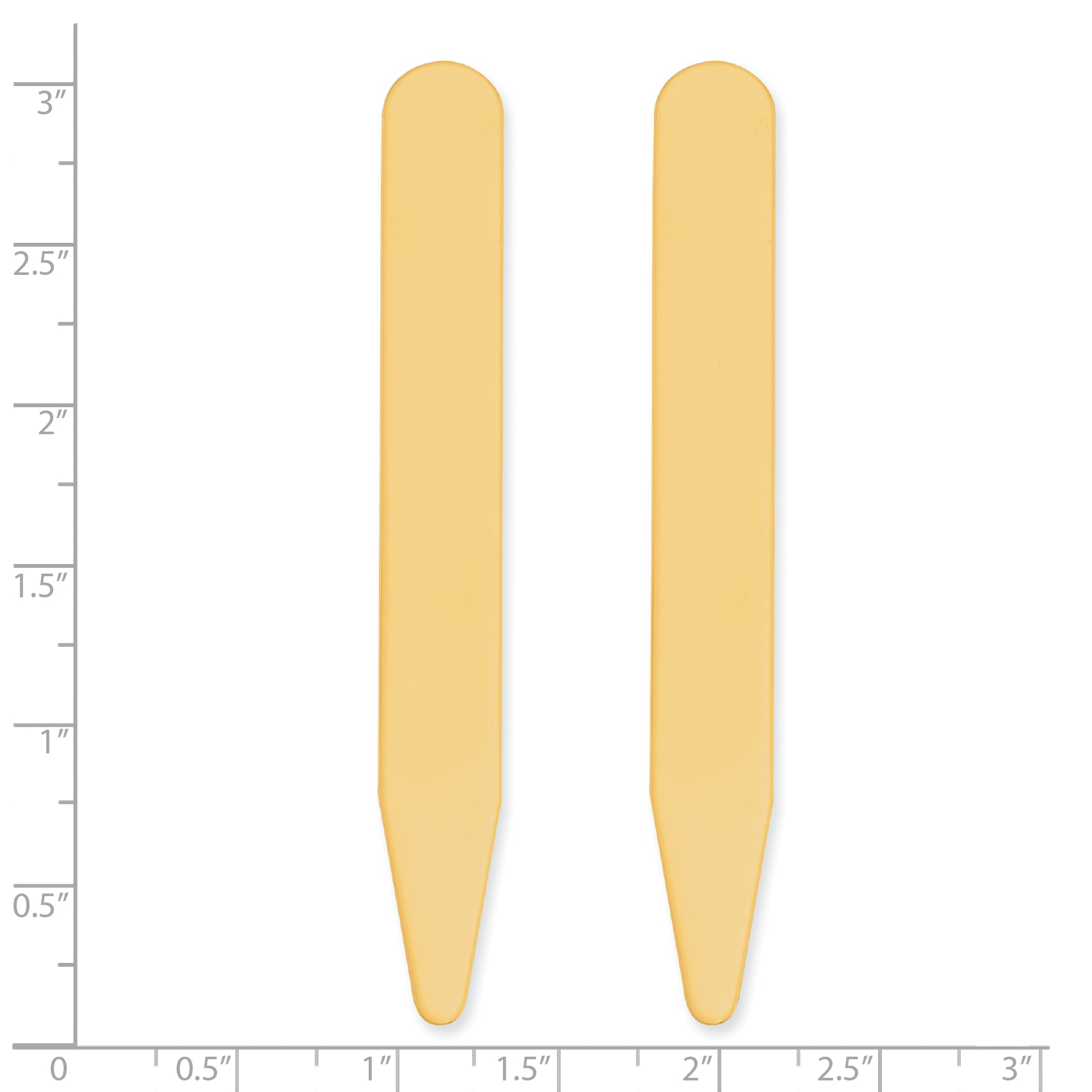 Kelly Waters Brass Pair of Two 3 inch Engravable Collar Stays
