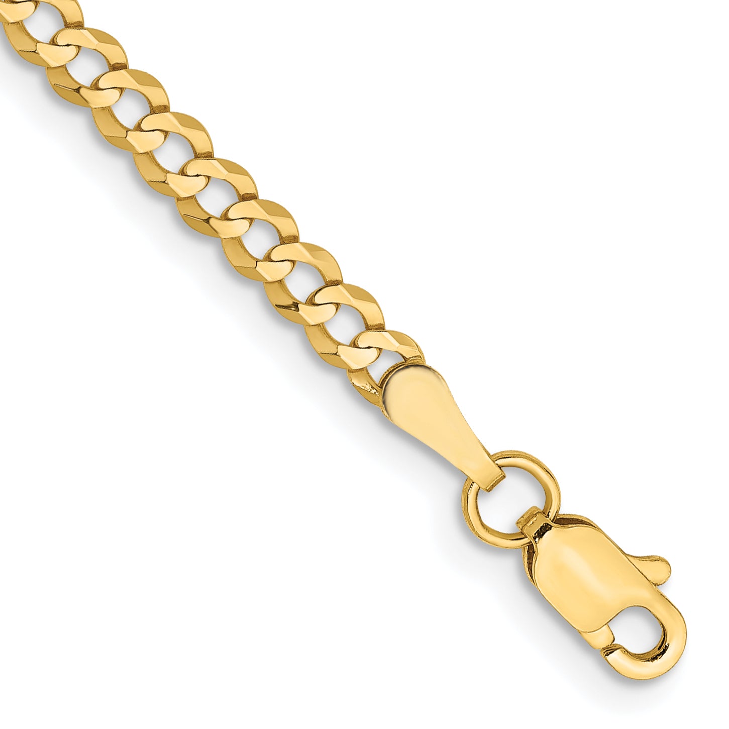14K 8 inch 3.1mm Lightweight Flat Cuban with Lobster Clasp Bracelet Main image