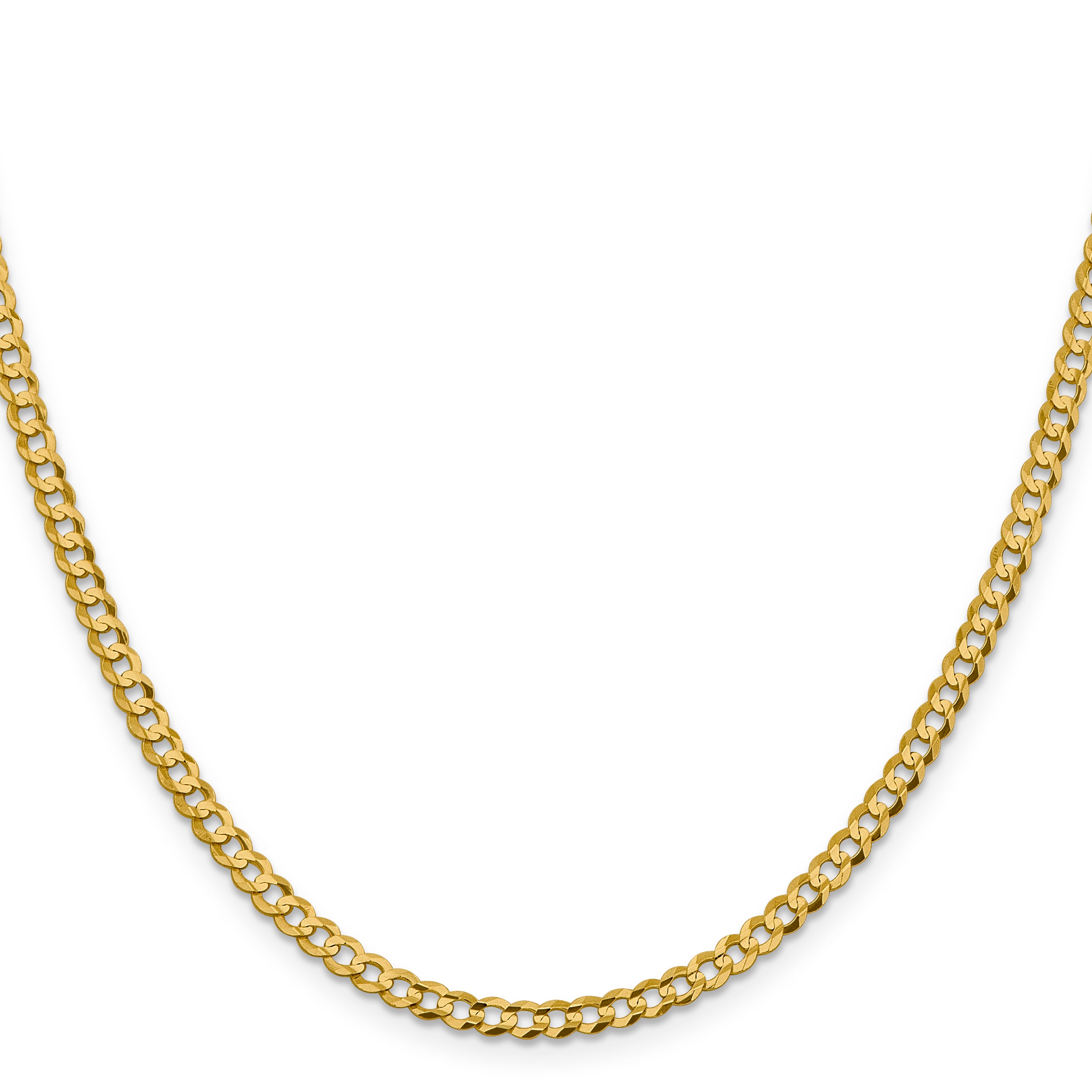 14K 26 inch 3.7mm Lightweight Flat Cuban with Lobster Clasp Chain