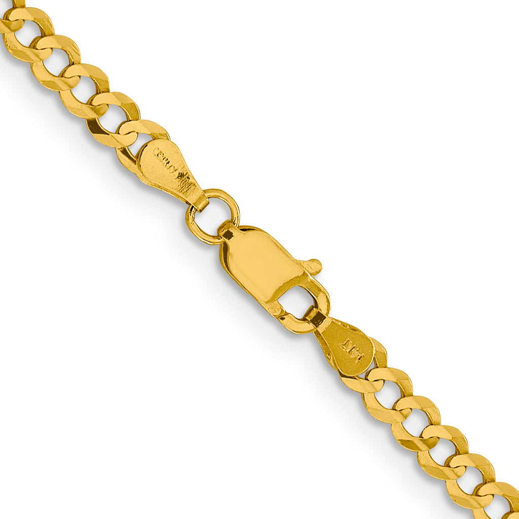 14K 3.7mm Lightweight Flat Cuban with Lobster Clasp Chain