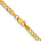 14K 3.7mm Lightweight Flat Cuban with Lobster Clasp Chain