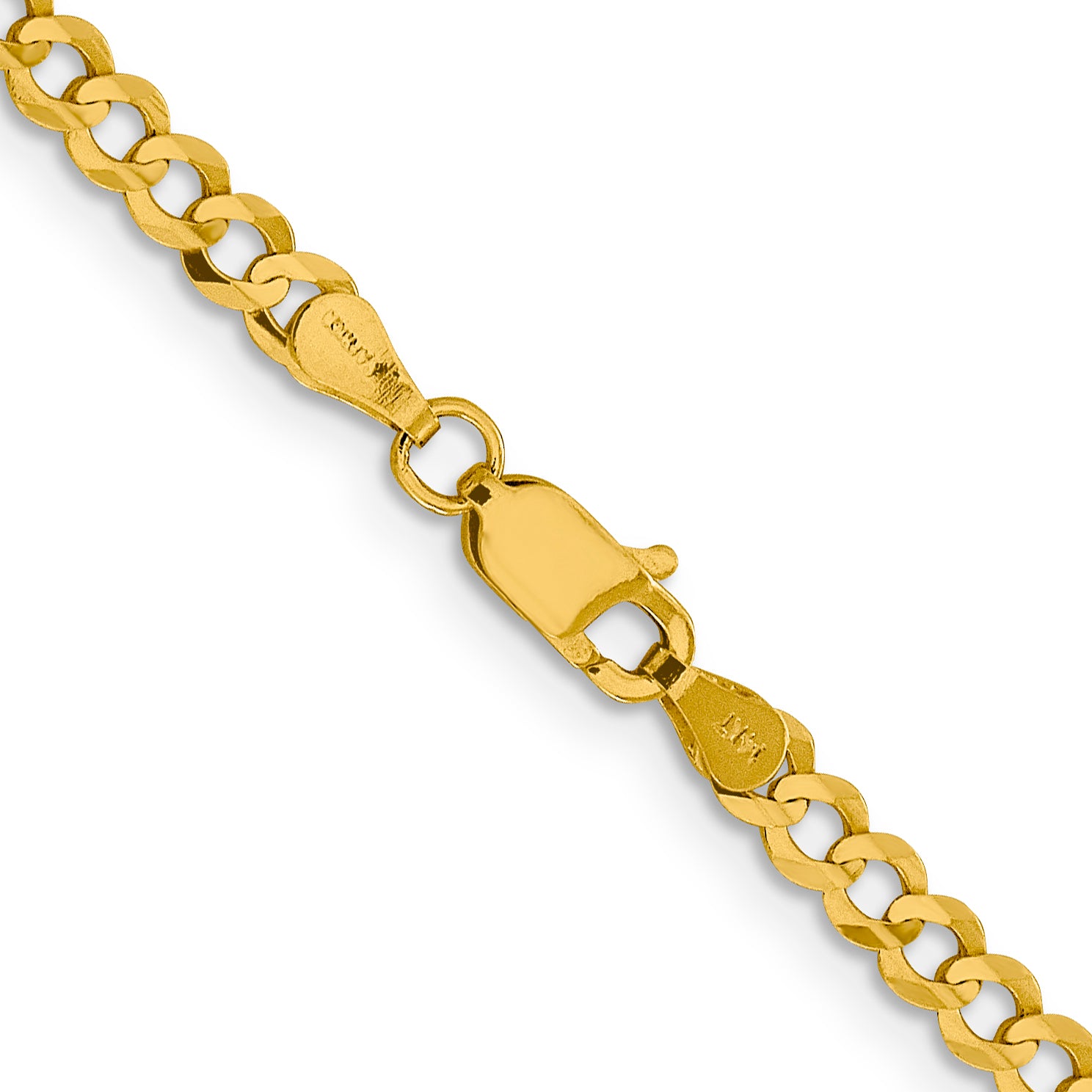 14K 3.7mm Lightweight Flat Cuban with Lobster Clasp Chain