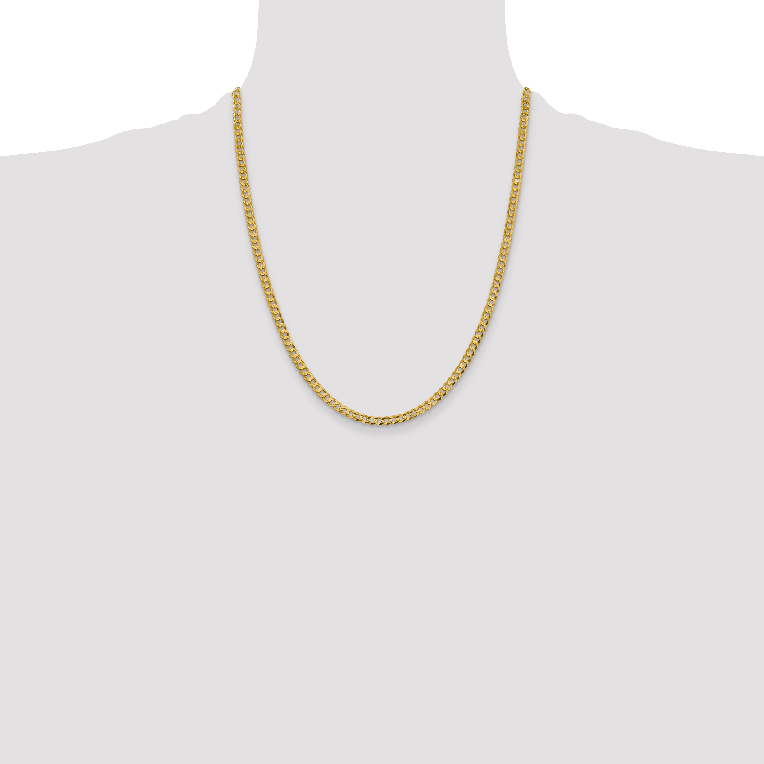 14K 3.7mm Lightweight Flat Cuban with Lobster Clasp Chain