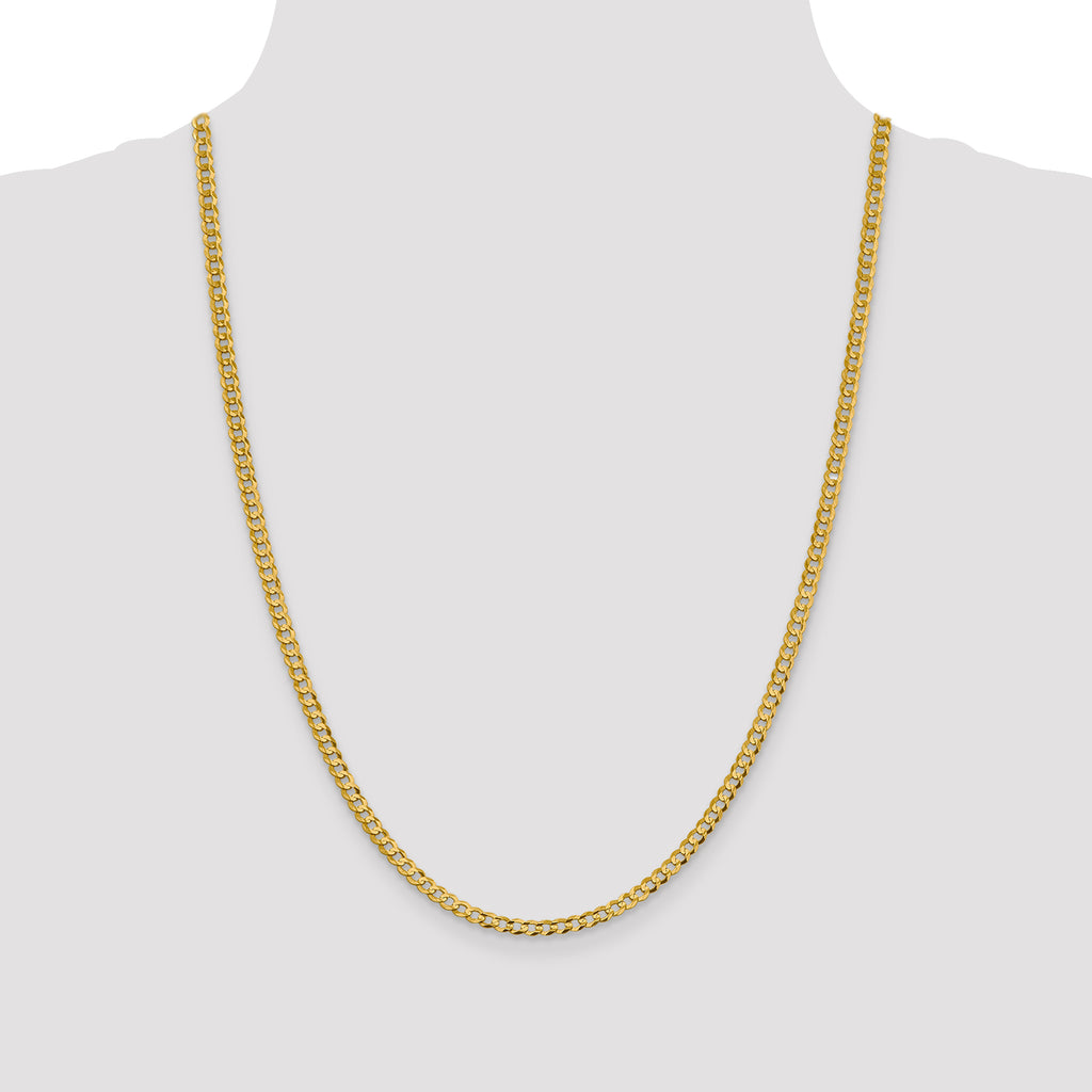 14K 3.7mm Lightweight Flat Cuban with Lobster Clasp Chain