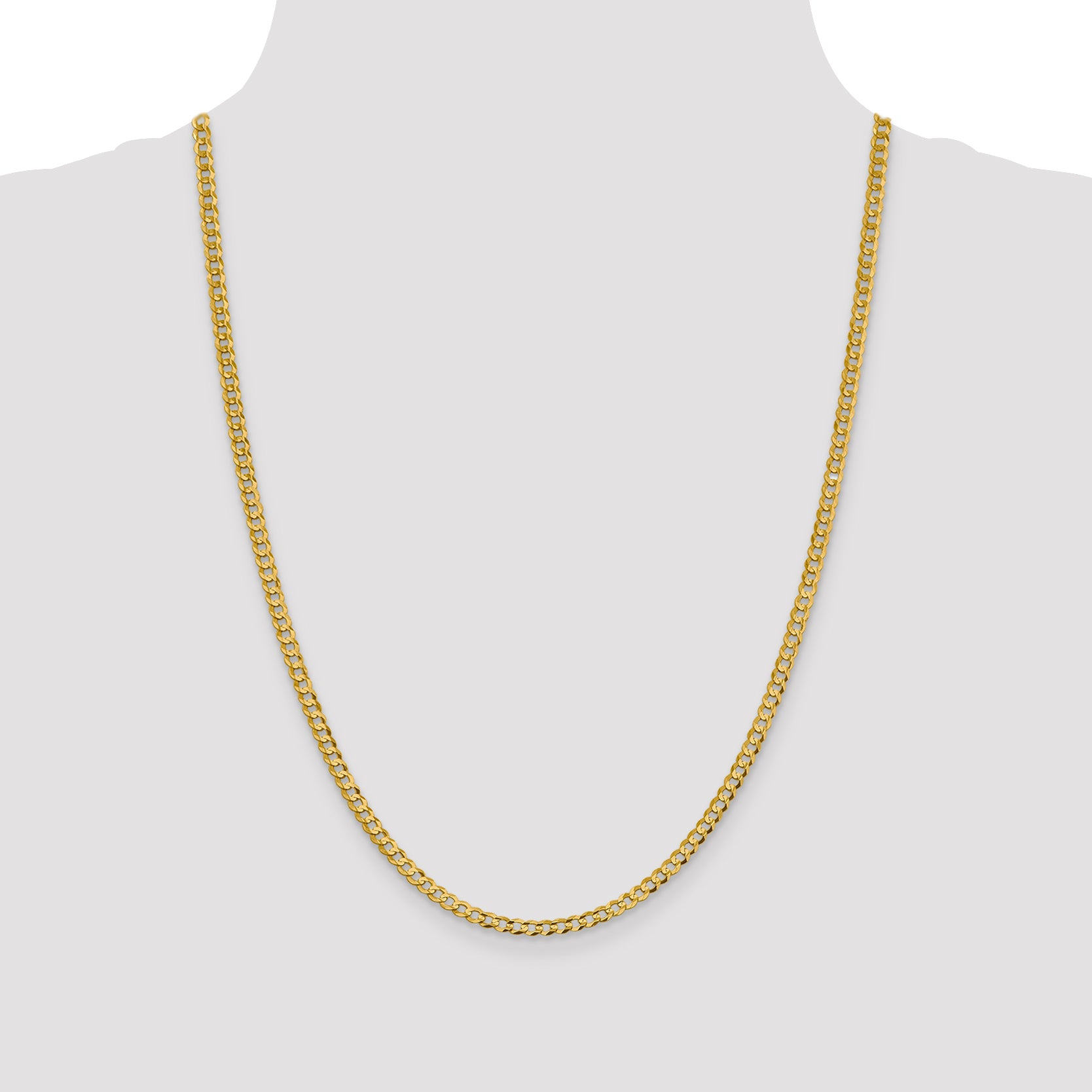 14K 3.7mm Lightweight Flat Cuban with Lobster Clasp Chain