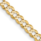14K 3.7mm Lightweight Flat Cuban with Lobster Clasp Chain
