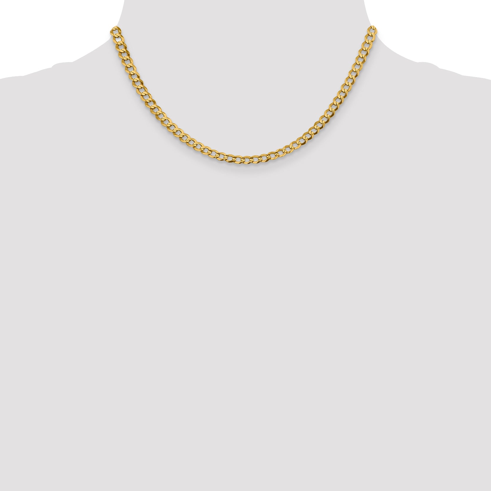 14K 16 inch 4.7mm Lightweight Flat Cuban with Lobster Clasp Chain