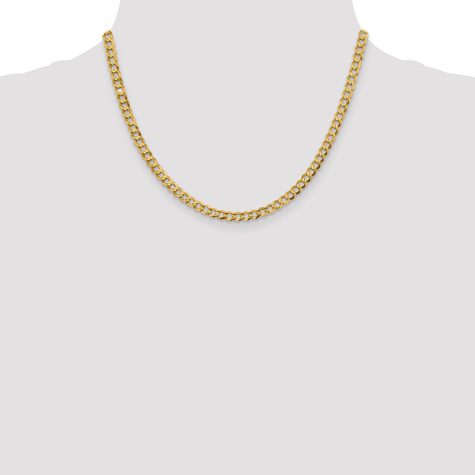14K 18 inch 4.7mm Lightweight Flat Cuban with Lobster Clasp Chain
