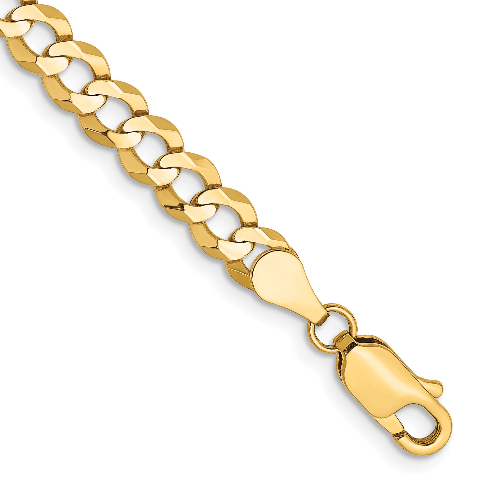 14K 8 inch 4.7mm Lightweight Flat Cuban with Lobster Clasp Bracelet Main image