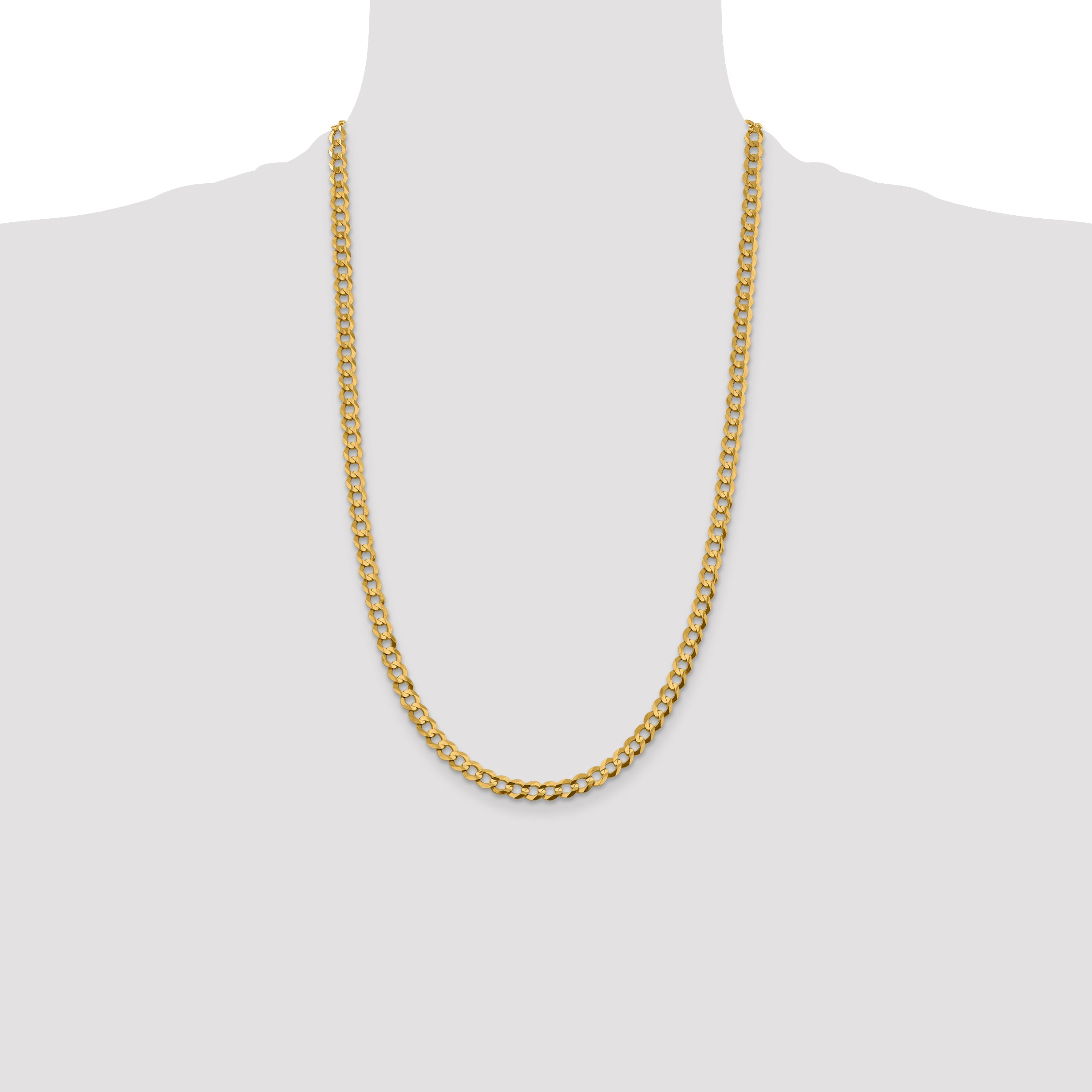 14K 26 inch 5.9mm Lightweight Flat Cuban with Lobster Clasp Chain