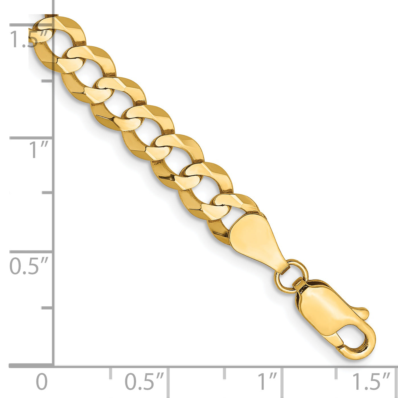 14K 8 inch 5.9mm Lightweight Flat Cuban with Lobster Clasp Bracelet