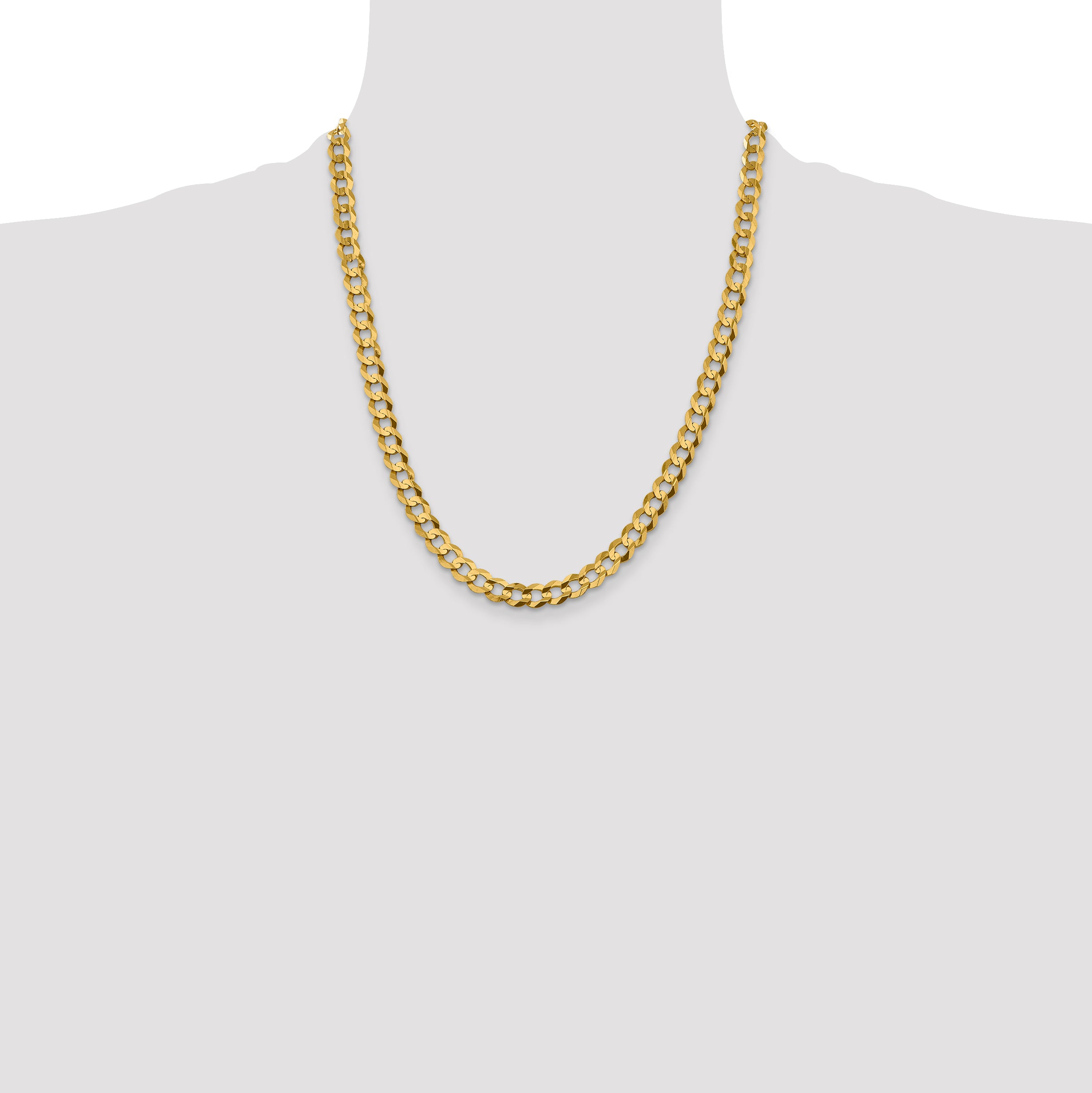 14K 22 inch 7.2mm Lightweight Flat Cuban with Lobster Clasp Chain