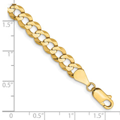 14K 9 inch 7.2mm Lightweight Flat Cuban with Lobster Clasp Chain