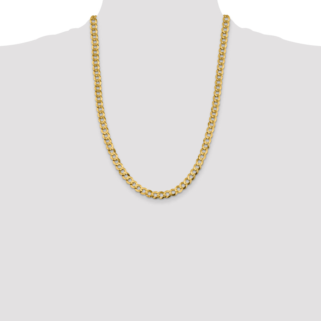 14K 24 inch 8.3mm Lightweight Flat Cuban with Lobster Clasp Chain