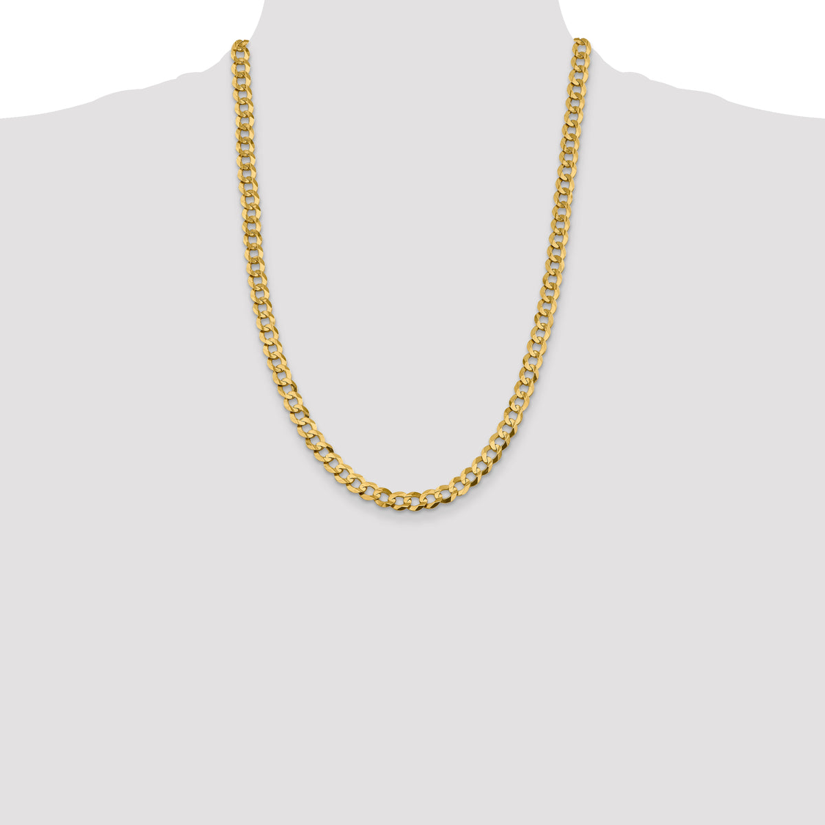 14K 24 inch 8.3mm Lightweight Flat Cuban with Lobster Clasp Chain