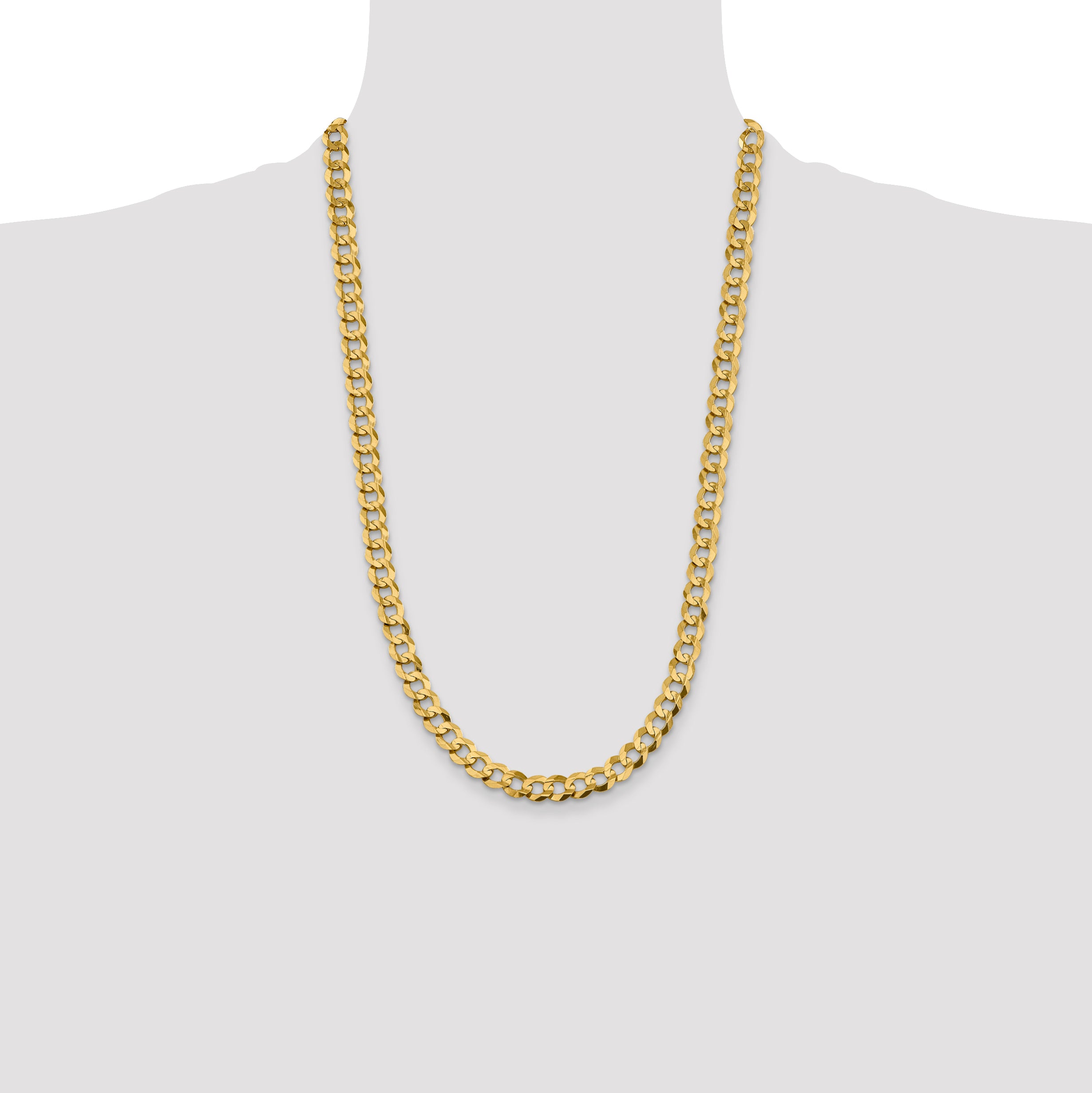 14K 26 inch 8.3mm Lightweight Flat Cuban with Lobster Clasp Chain