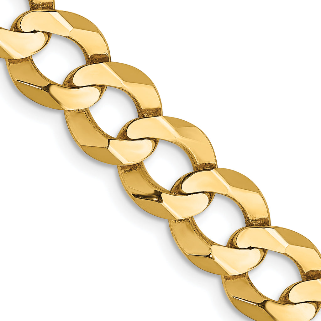 14K 8.3mm Lightweight Flat Cuban with Lobster Clasp Chain