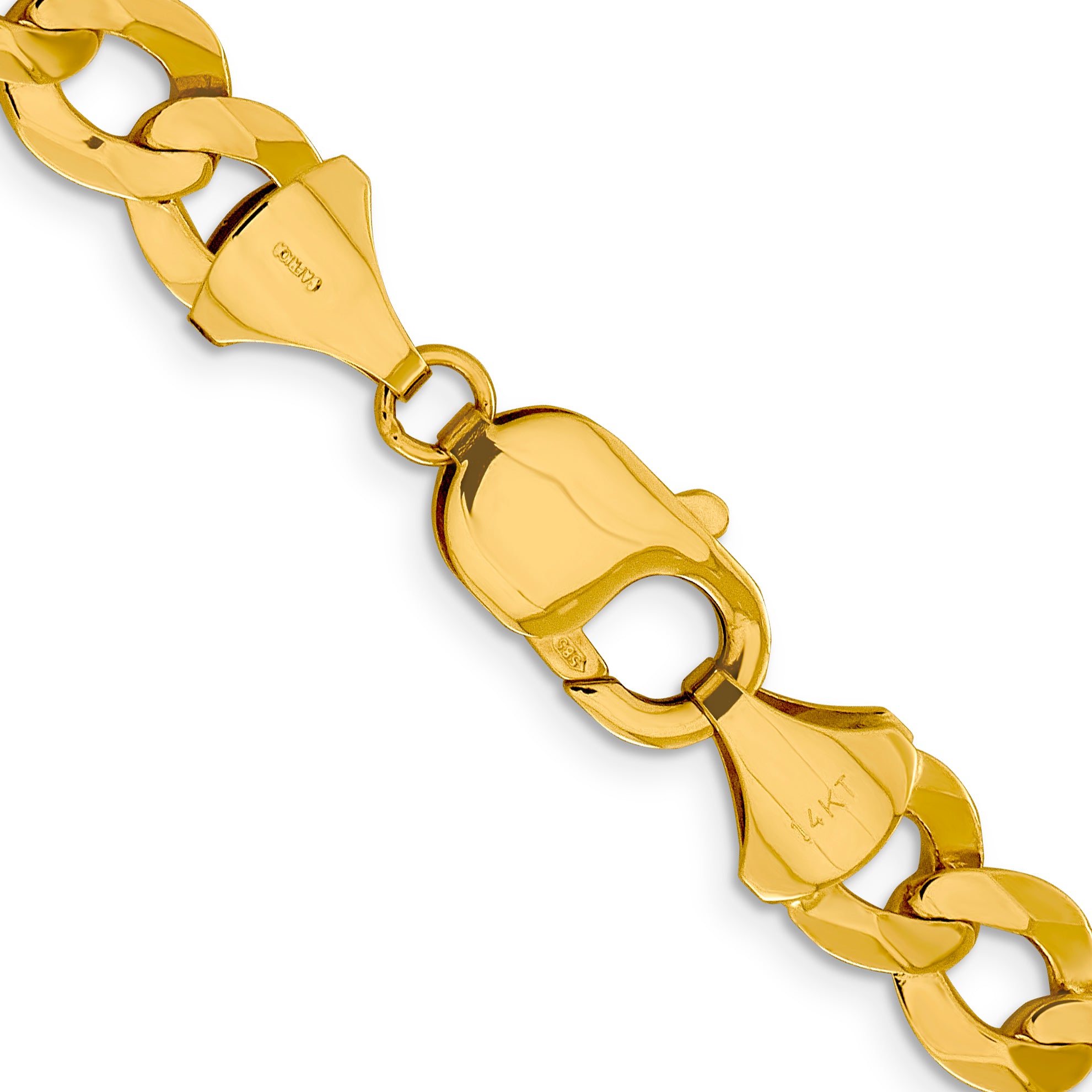 14K Yellow Gold Solid Cuban Chain Necklace 9.4mm