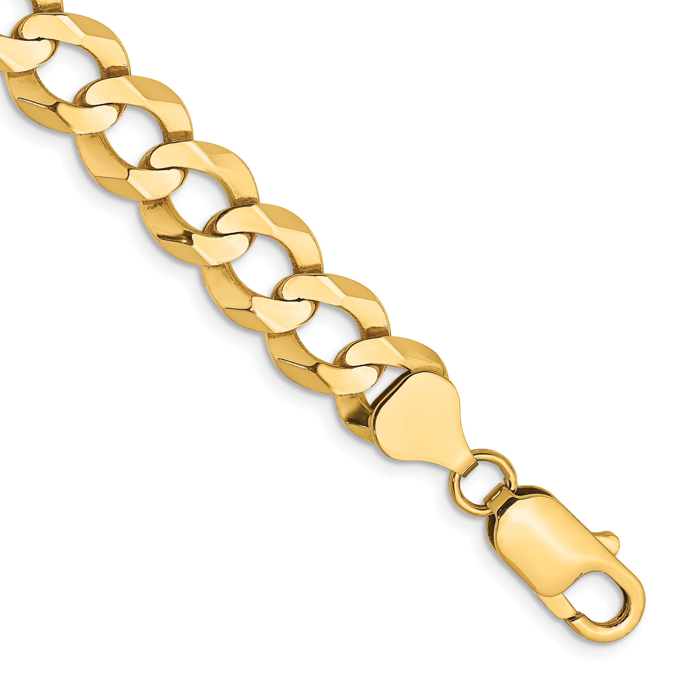 14K 7 inch 9.4mm Lightweight Flat Cuban with Lobster Clasp Bracelet Secondary image
