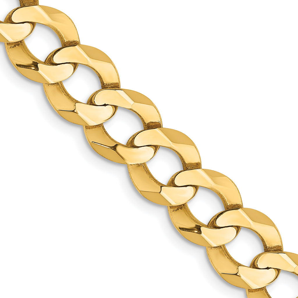 14K Yellow Gold Solid Cuban Chain Necklace 9.4mm