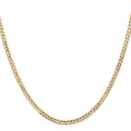 14K Yellow Gold Solid Curb Chain Necklace 3mm