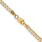 14K Yellow Gold Solid Curb Chain Necklace 3mm