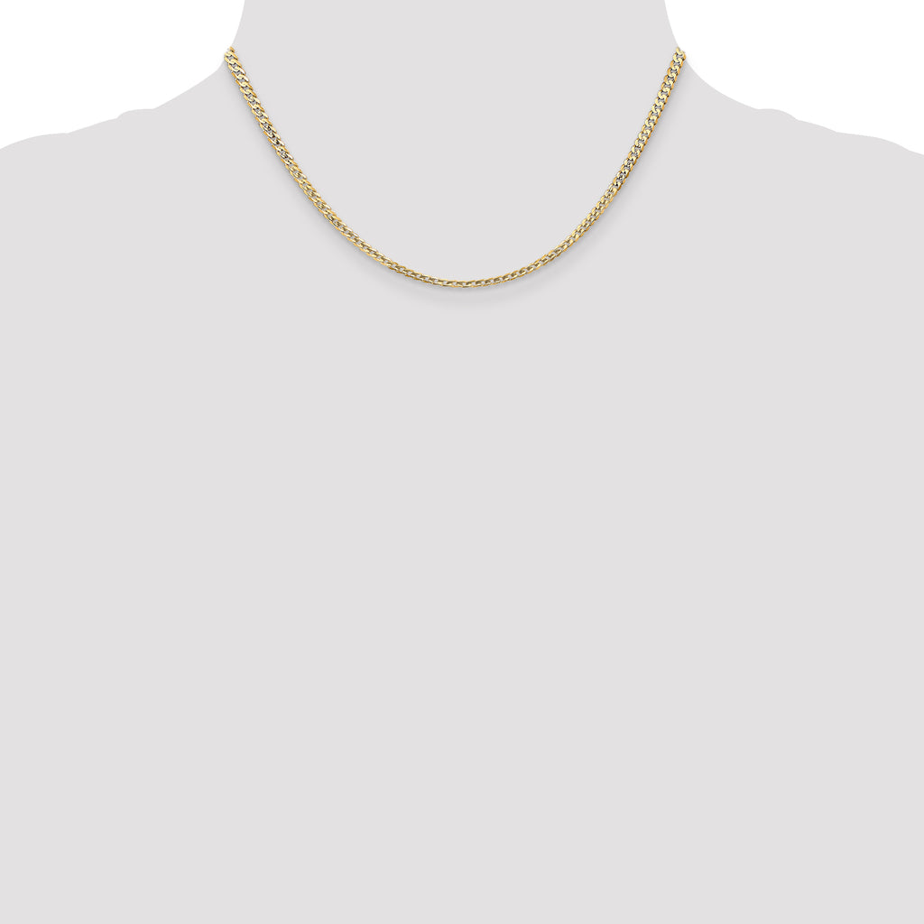 14K Yellow Gold Solid Curb Chain Necklace 3mm