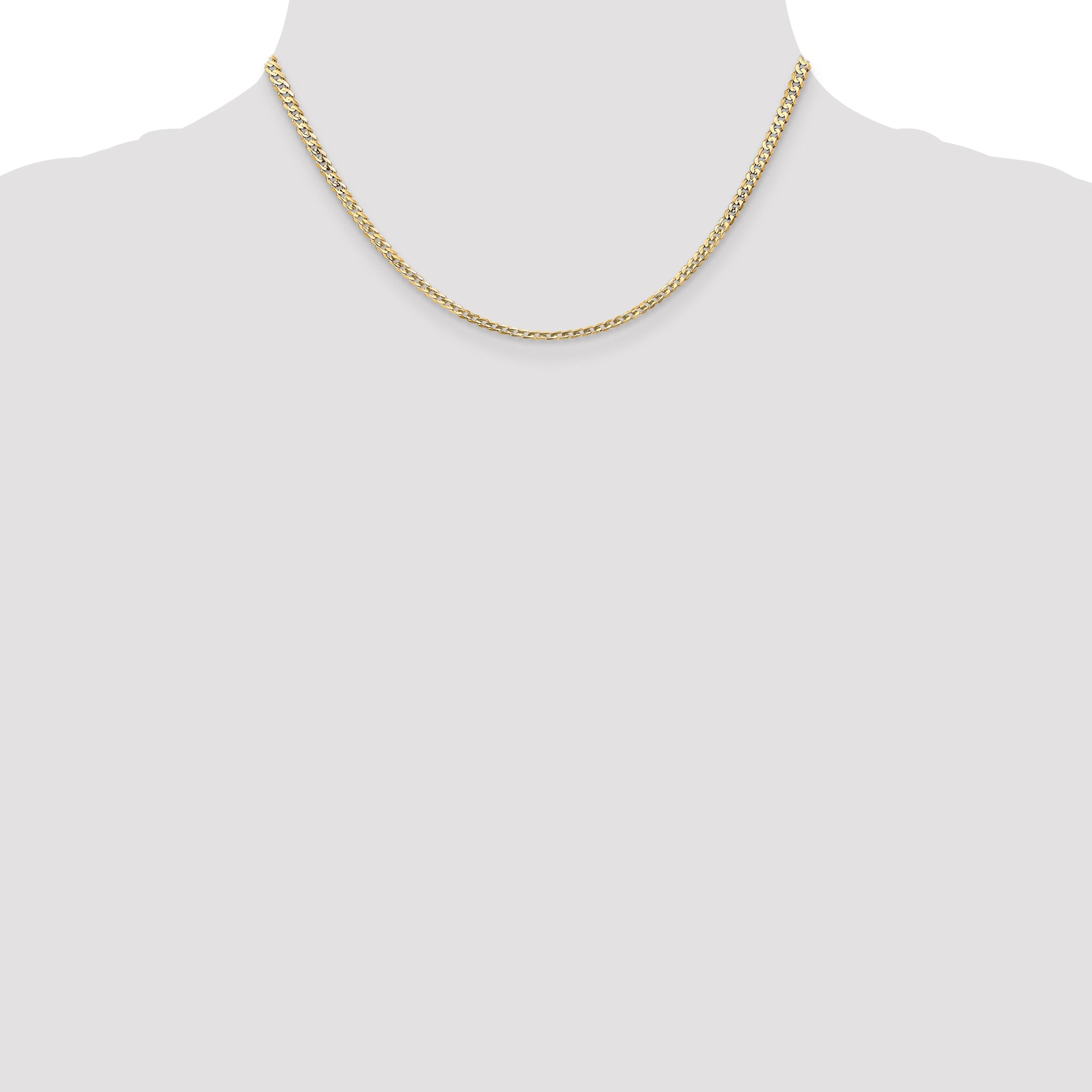 14K Yellow Gold Solid Curb Chain Necklace 3mm