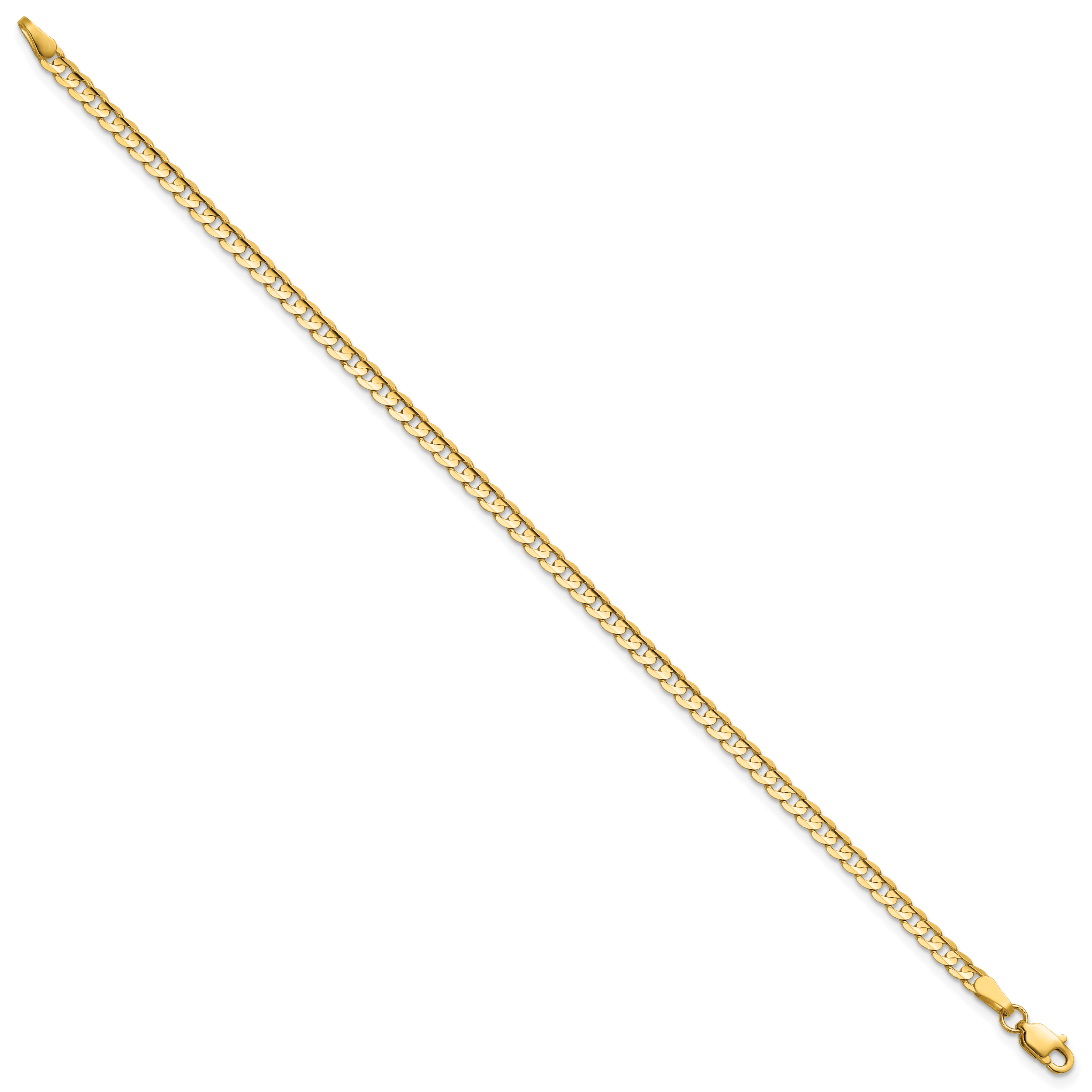 14K 7 inch 3mm Open Concave Curb with Lobster Clasp Bracelet Secondary image