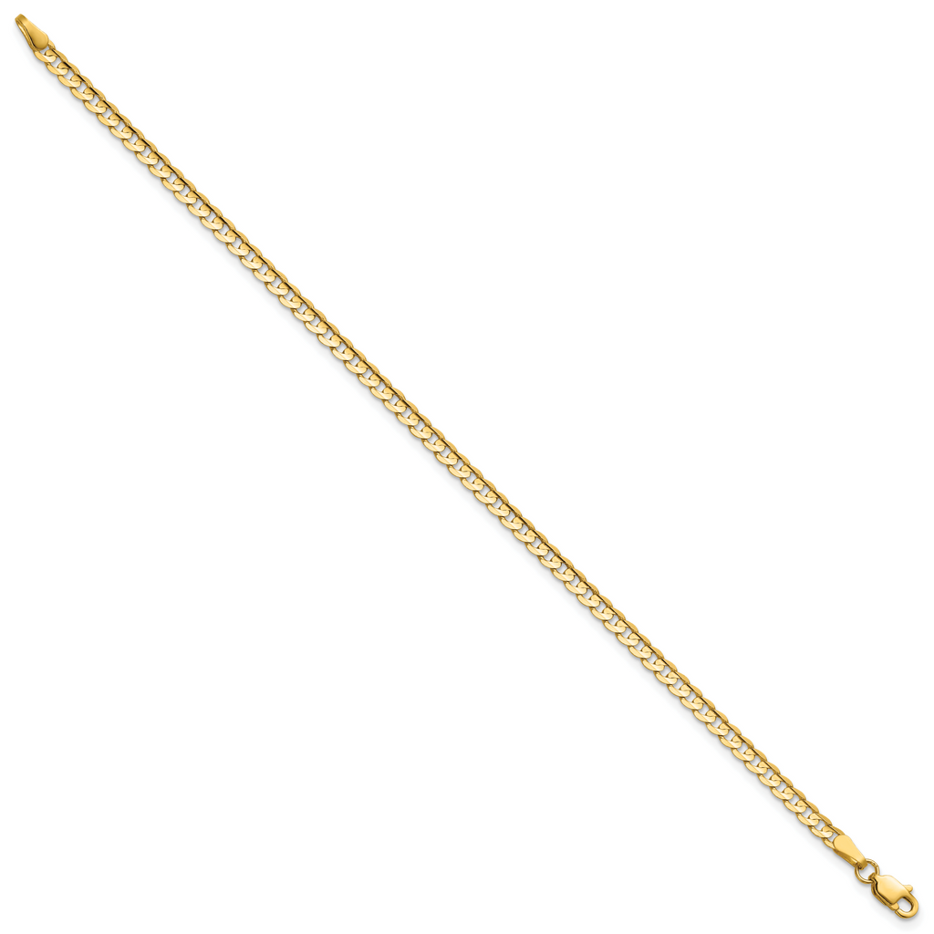 14K 8 inch 3mm Open Concave Curb with Lobster Clasp Bracelet