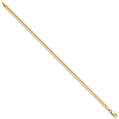 14K 8 inch 3mm Open Concave Curb with Lobster Clasp Bracelet
