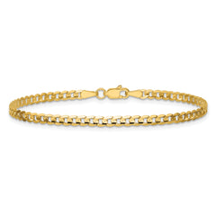 14K 8 inch 3mm Open Concave Curb with Lobster Clasp Bracelet