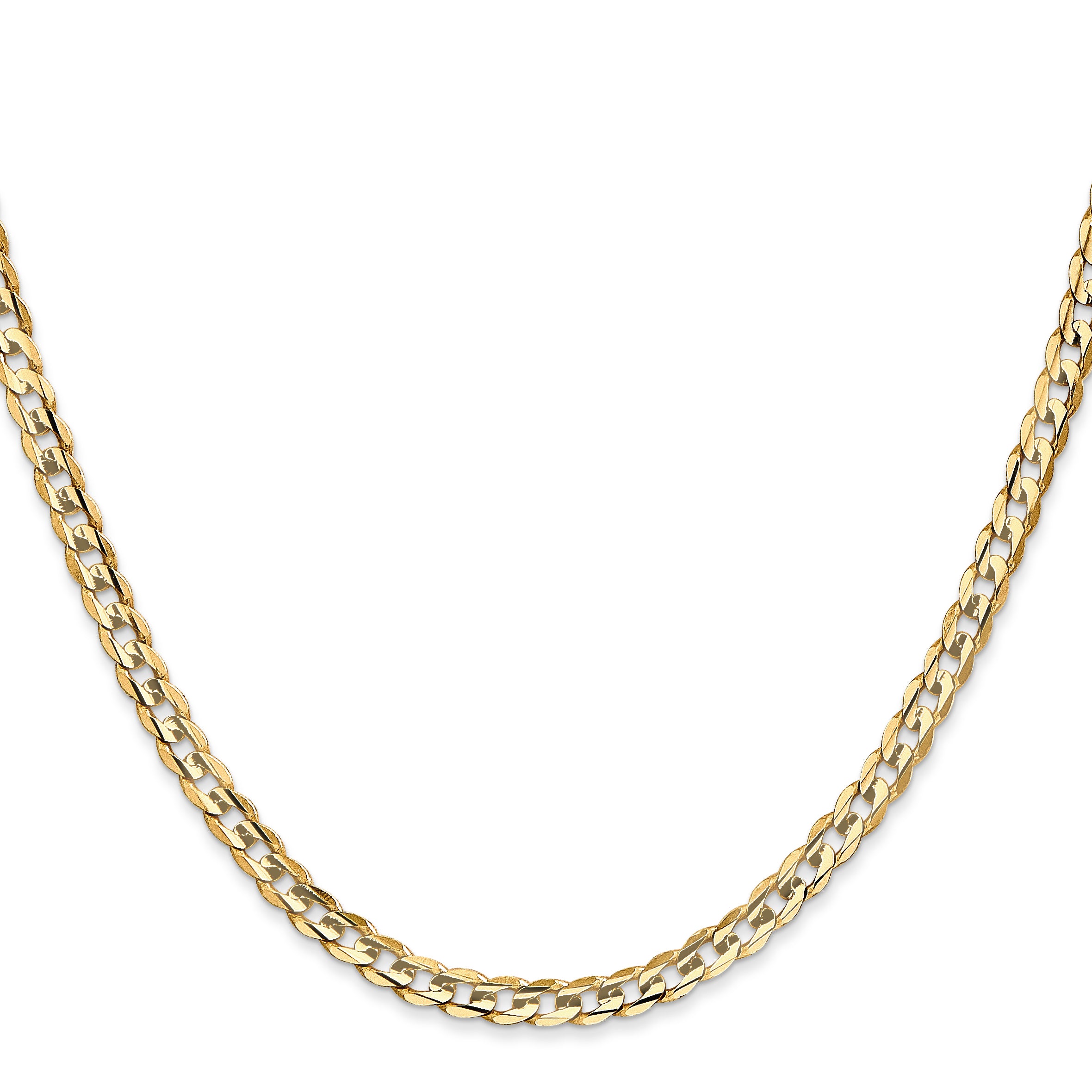 14K 28 inch 3.8mm Open Concave Curb with Lobster Clasp Chain