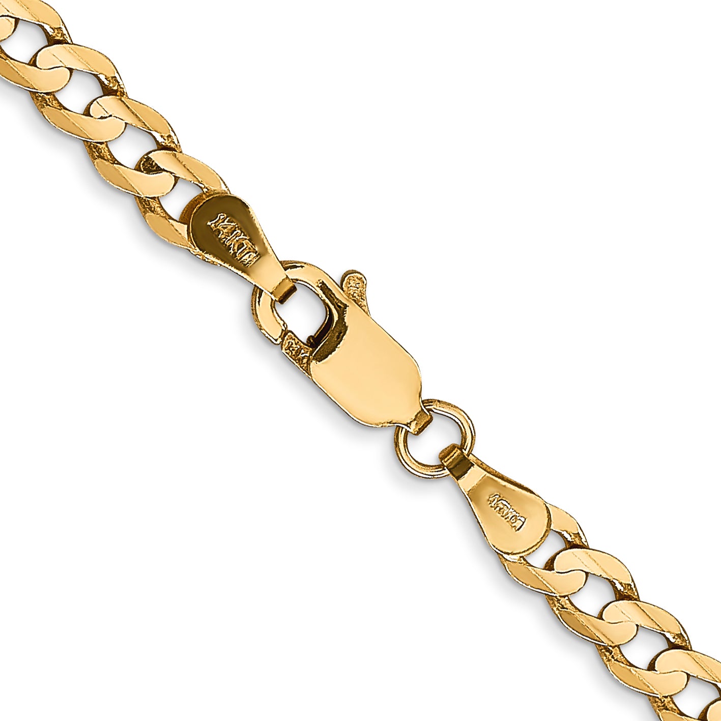 14K 28 inch 3.8mm Open Concave Curb with Lobster Clasp Chain