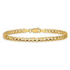 14K 8 inch 3.8mm Open Concave Curb with Lobster Clasp Bracelet