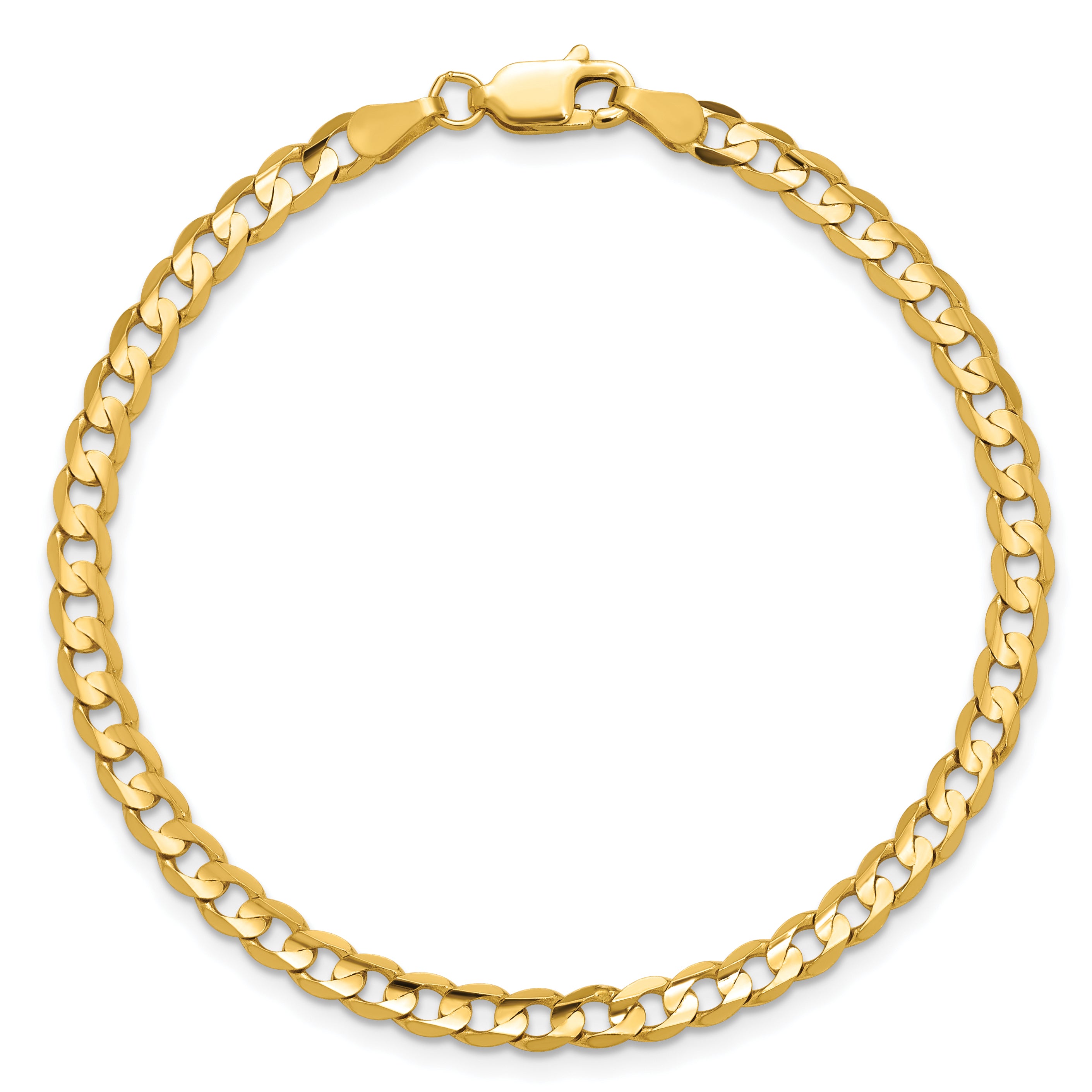 14K 8 inch 3.8mm Open Concave Curb with Lobster Clasp Bracelet