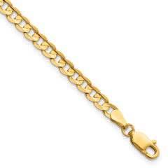 14K 8 inch 3.8mm Open Concave Curb with Lobster Clasp Bracelet