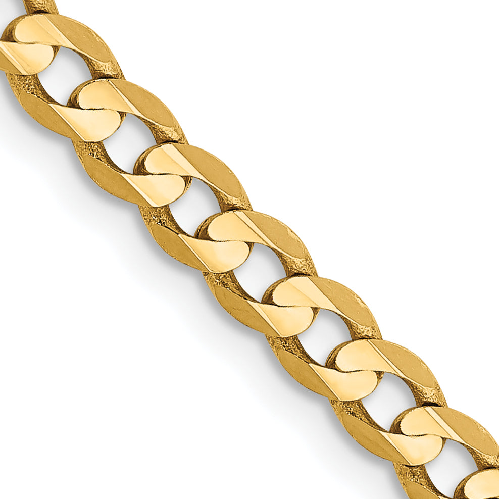 14K 28 inch 3.8mm Open Concave Curb with Lobster Clasp Chain